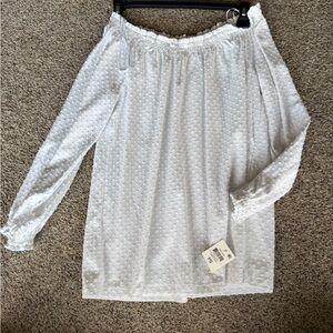 Chic White Textured Off-Shoulder Blouse